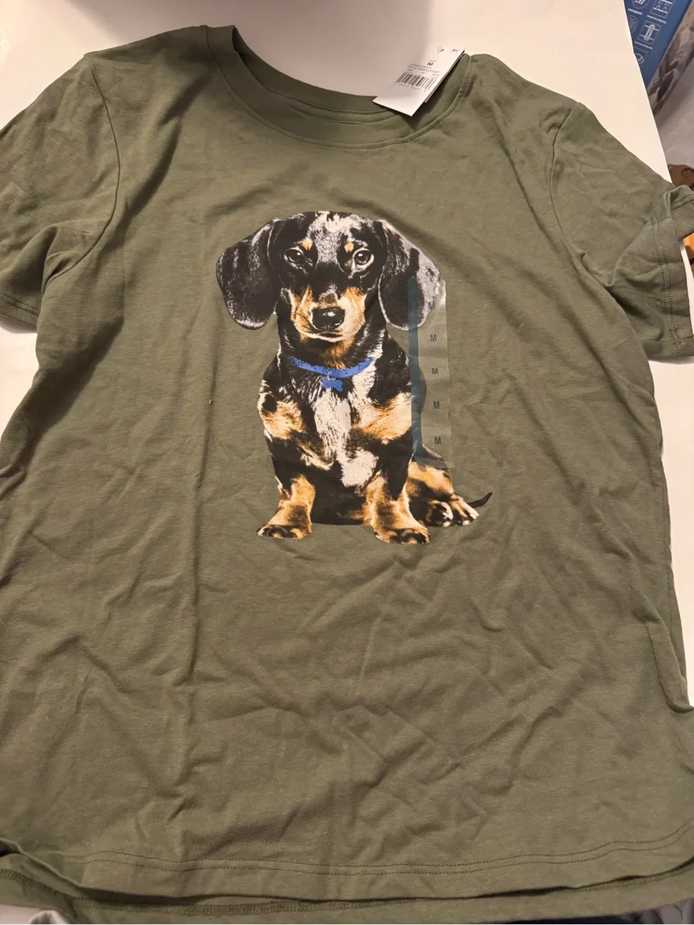Olive Green Dachshund Graphic Dog T-Shirt - Brand: Zoe + Liv Adult medium